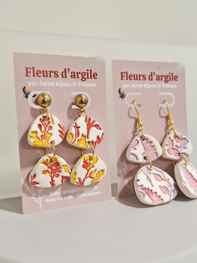 Boucles d'oreilles Argile & Aquarelle