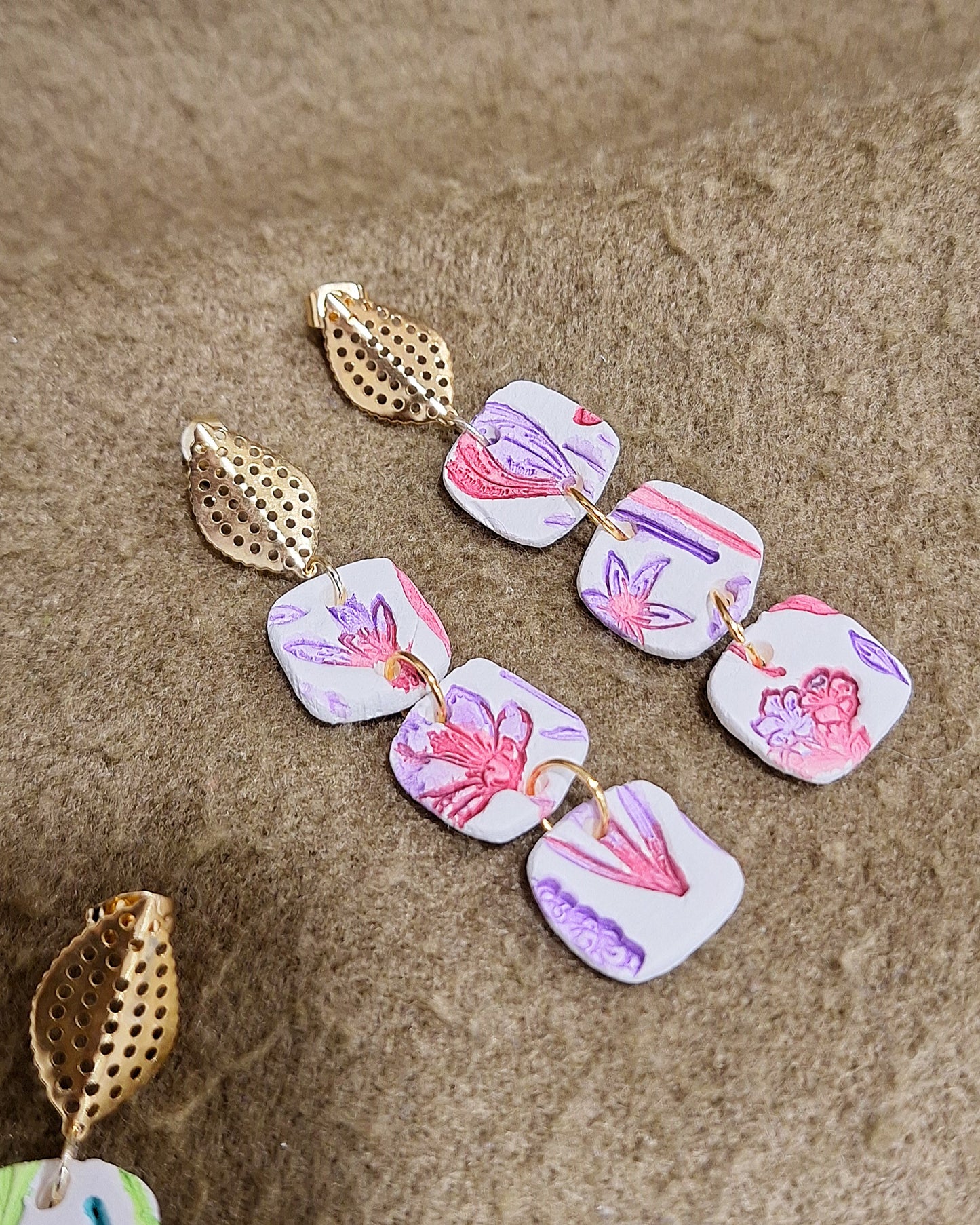 Trio fleuri fuchsia-mauve