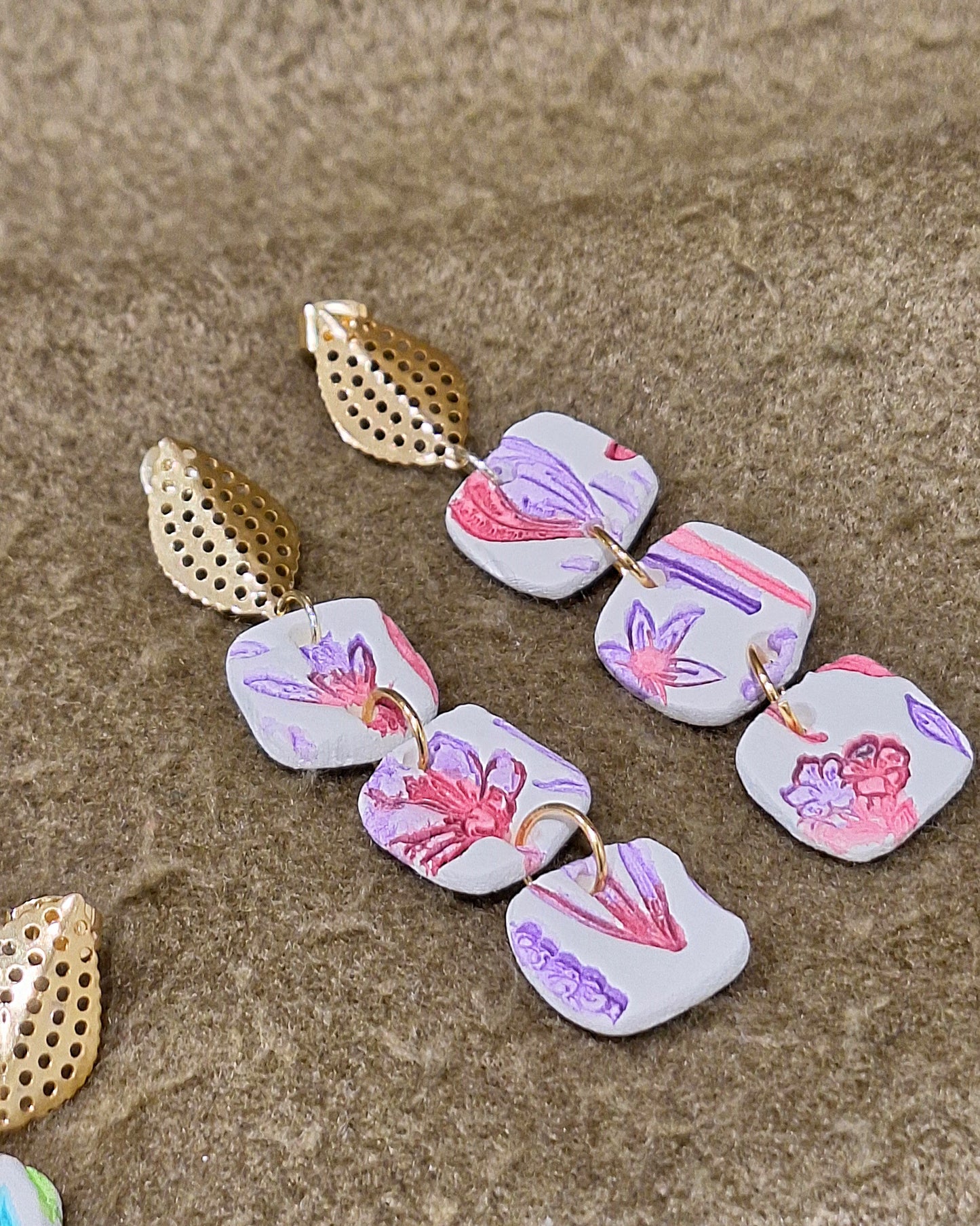 Trio fleuri fuchsia-mauve