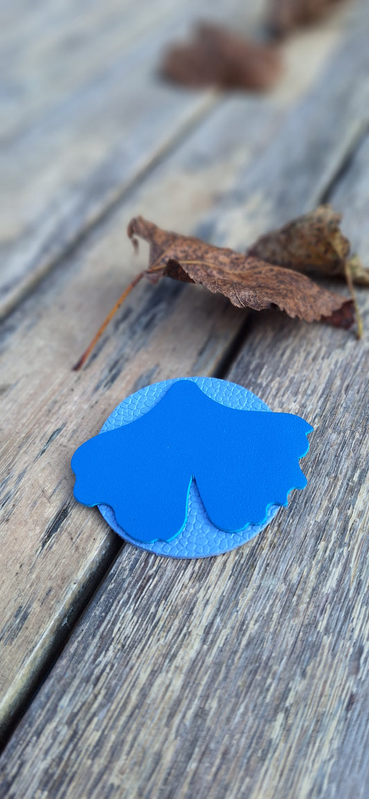 Broche Gingko - mauve & bleu