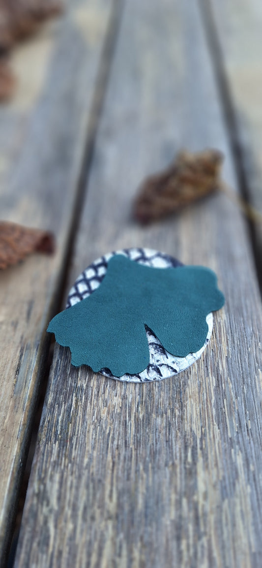 Broche Gingko - vert & serpent
