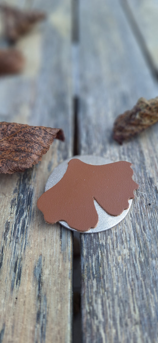 Broche Gingko - marron & doré