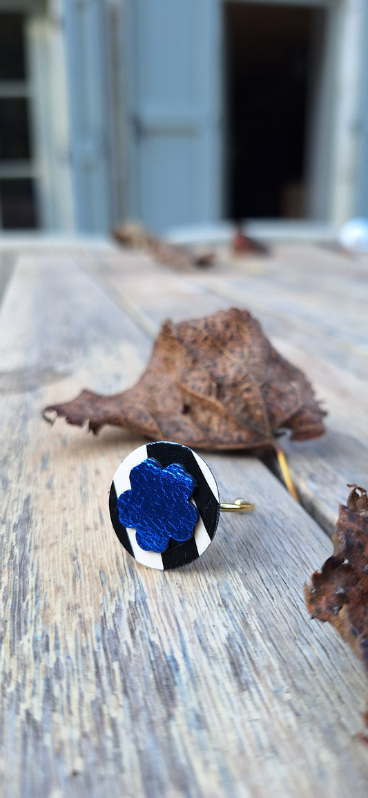 Bague Bleunienn - bleu irisé & zébré