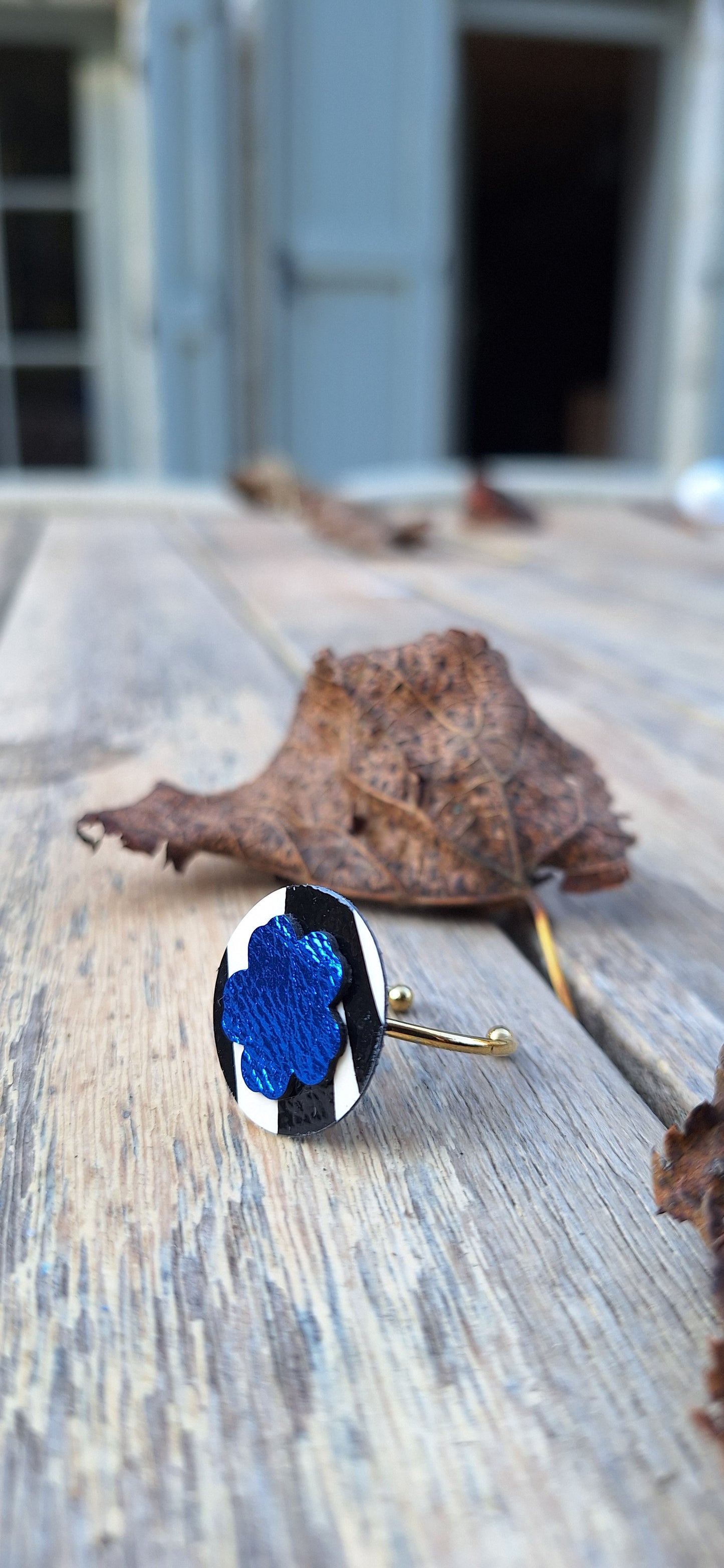 Bague Bleunienn - bleu irisé & zébré