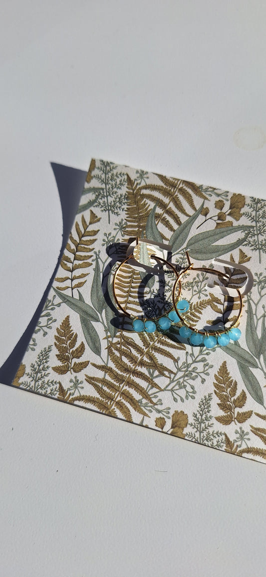 Boucles fantaisie - petites créoles bleues