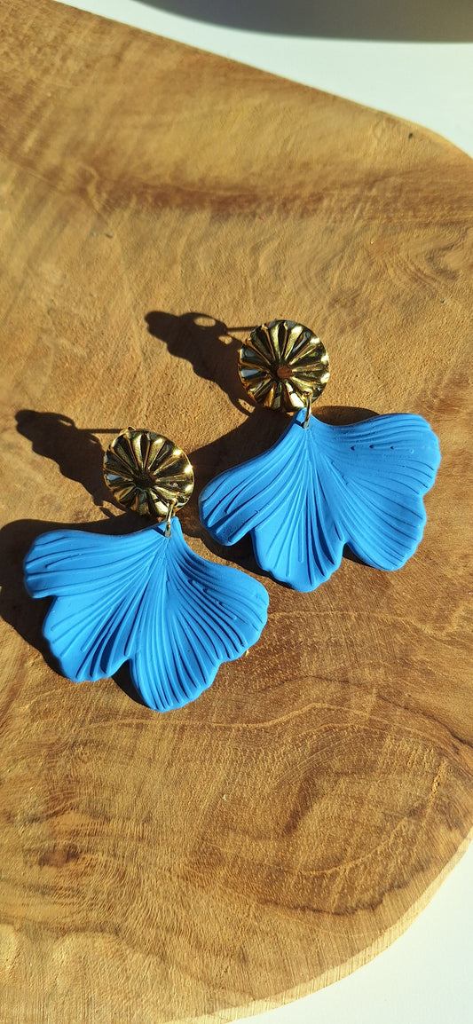 Boucles fantaisie - gingko bleu