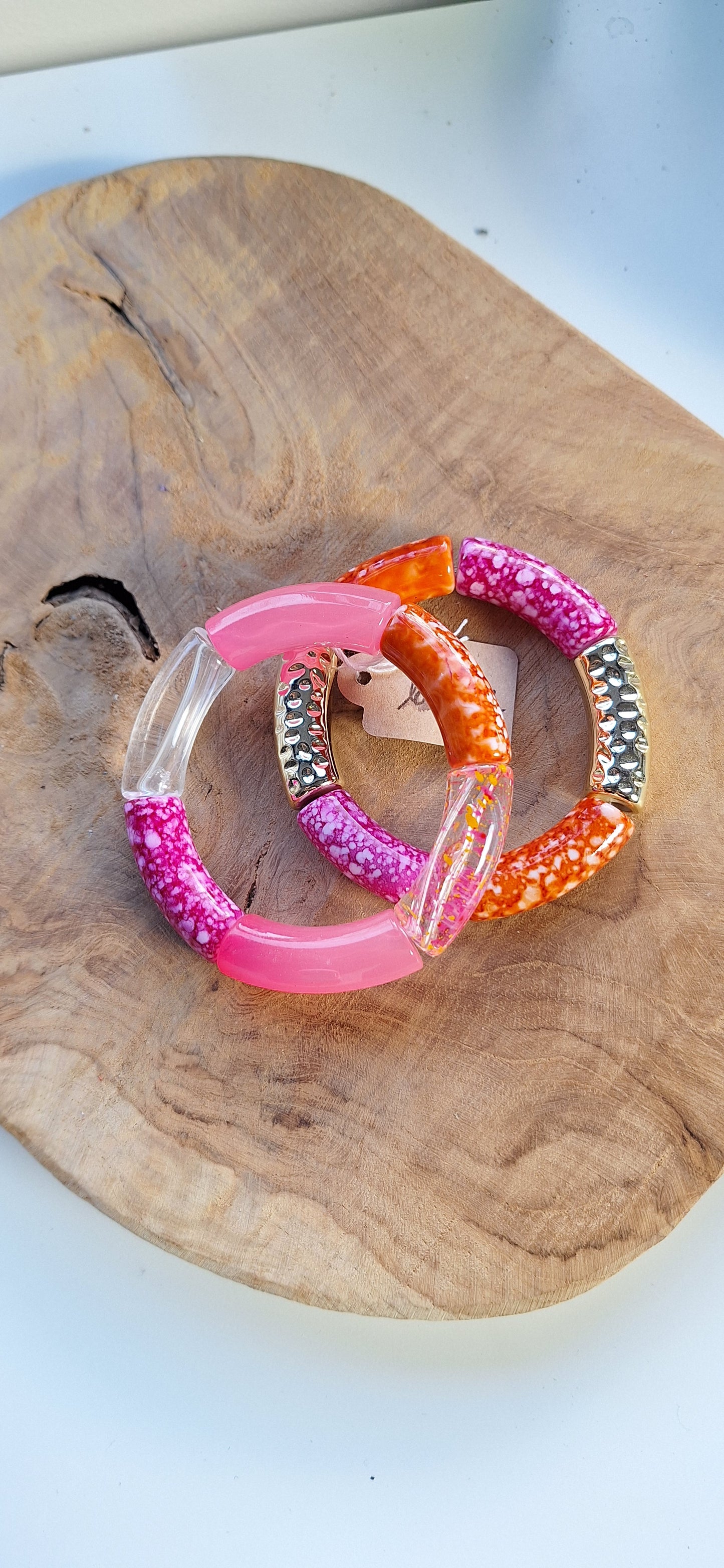 Duo de bracelets-tubes - rose orange