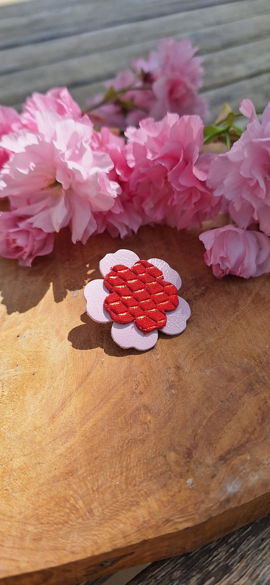 Broche Eclosion - rouge & rose