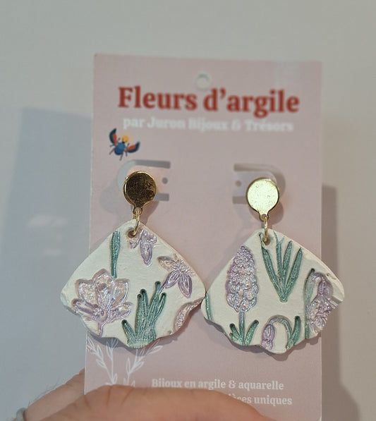 Boucles Coquillages - mauve