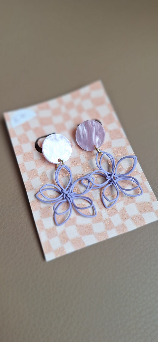 Boucles fantaisie - fleurs mauves