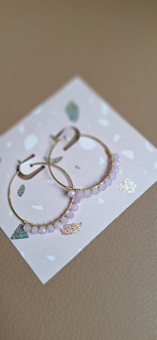 Boucles fantaisie - créoles tons roses